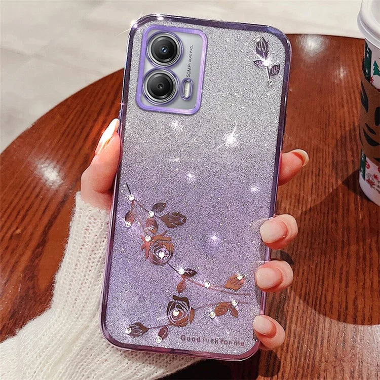 KADEM For Motorola Moto G73 5G Case Flower Pattern Gradient TPU Phone Cover