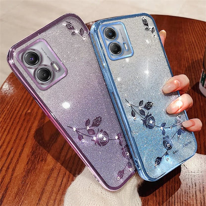 KADEM For Motorola Moto G73 5G Case Flower Pattern Gradient TPU Phone Cover