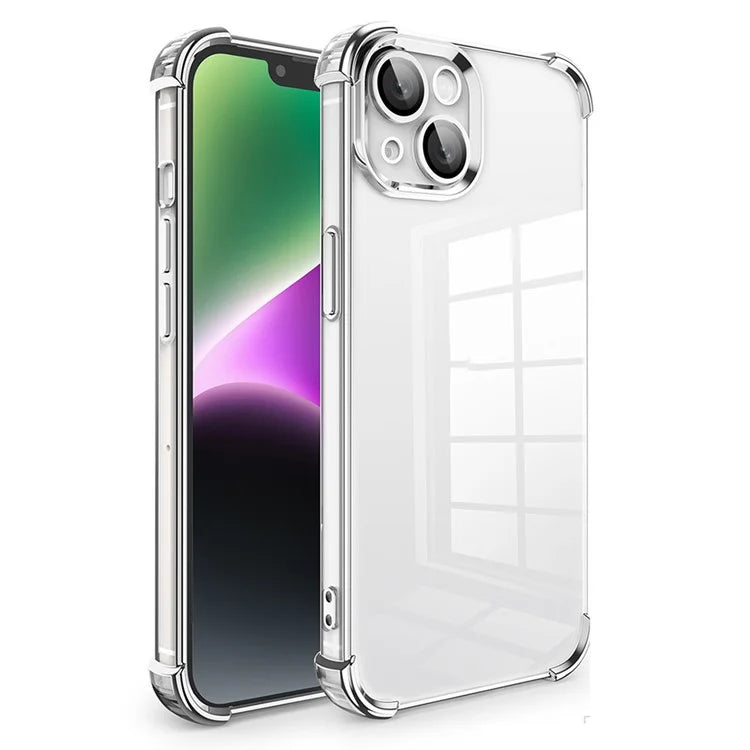 For iPhone 13 TPU Case Electroplated Edge Phone Cover with PVC Lens Film