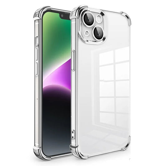 For iPhone 13 TPU Case Electroplated Edge Phone Cover with PVC Lens Film