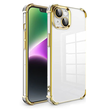 For iPhone 13 TPU Case Electroplated Edge Phone Cover with PVC Lens Film