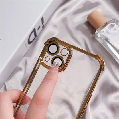 For iPhone 13 TPU Case Electroplated Edge Phone Cover with PVC Lens Film