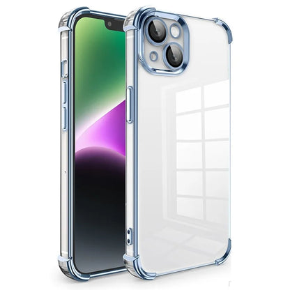 For iPhone 13 TPU Case Electroplated Edge Phone Cover with PVC Lens Film
