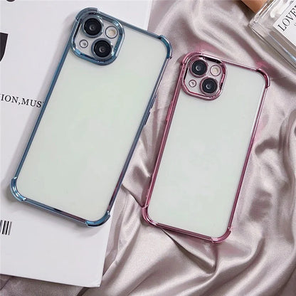 For iPhone 13 TPU Case Electroplated Edge Phone Cover with PVC Lens Film
