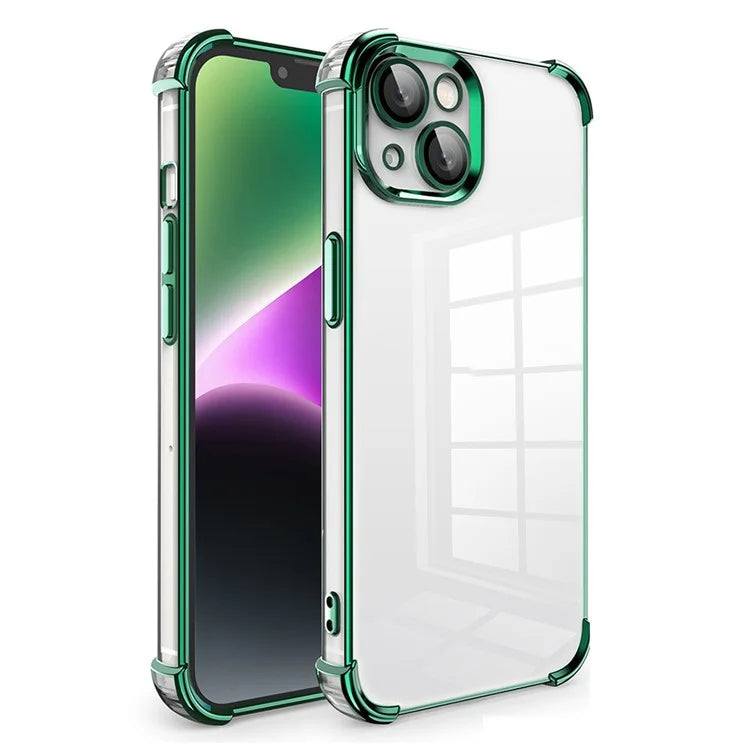For iPhone 13 TPU Case Electroplated Edge Phone Cover with PVC Lens Film