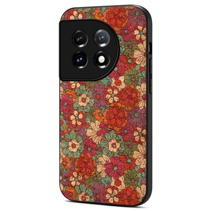 For OnePlus 11 5G Case Flower Pattern Design Leather+PC+TPU Protective Phone Cover