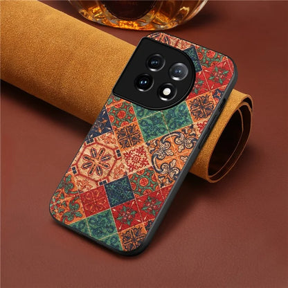 For OnePlus 11 5G Case Flower Pattern Design Leather+PC+TPU Protective Phone Cover
