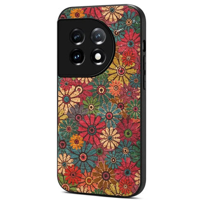 For OnePlus 11 5G Case Flower Pattern Design Leather+PC+TPU Protective Phone Cover