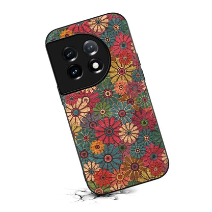 For OnePlus 11 5G Case Flower Pattern Design Leather+PC+TPU Protective Phone Cover