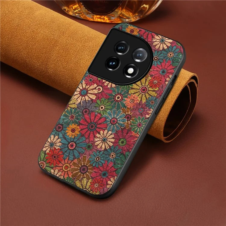 For OnePlus 11 5G Case Flower Pattern Design Leather+PC+TPU Protective Phone Cover