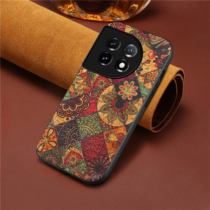 For OnePlus 11 5G Case Flower Pattern Design Leather+PC+TPU Protective Phone Cover