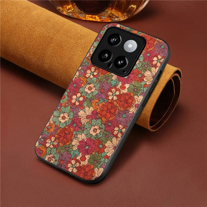 For Xiaomi 14 Case Leather+PC+TPU Pattern Printed Phone Cover