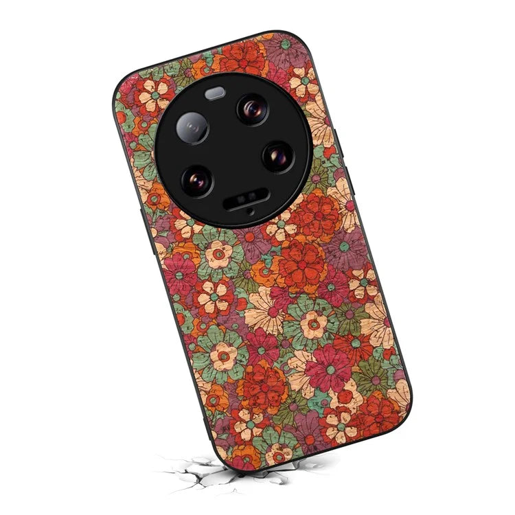 For Xiaomi 13 Ultra Floral Back Case Shockproof Leather+PC+TPU Phone Cover