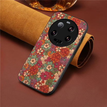 For Xiaomi 13 Ultra Floral Back Case Shockproof Leather+PC+TPU Phone Cover