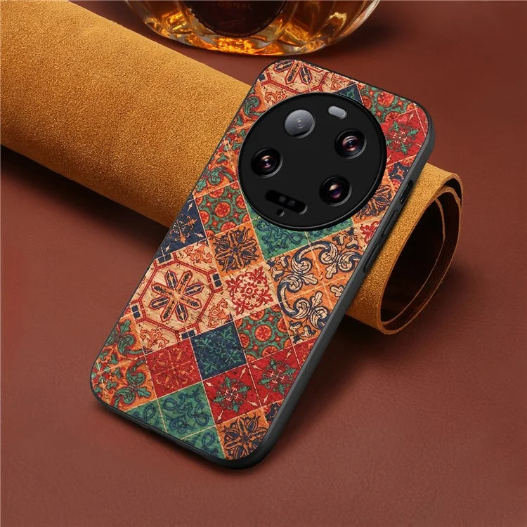 For Xiaomi 13 Ultra Floral Back Case Shockproof Leather+PC+TPU Phone Cover