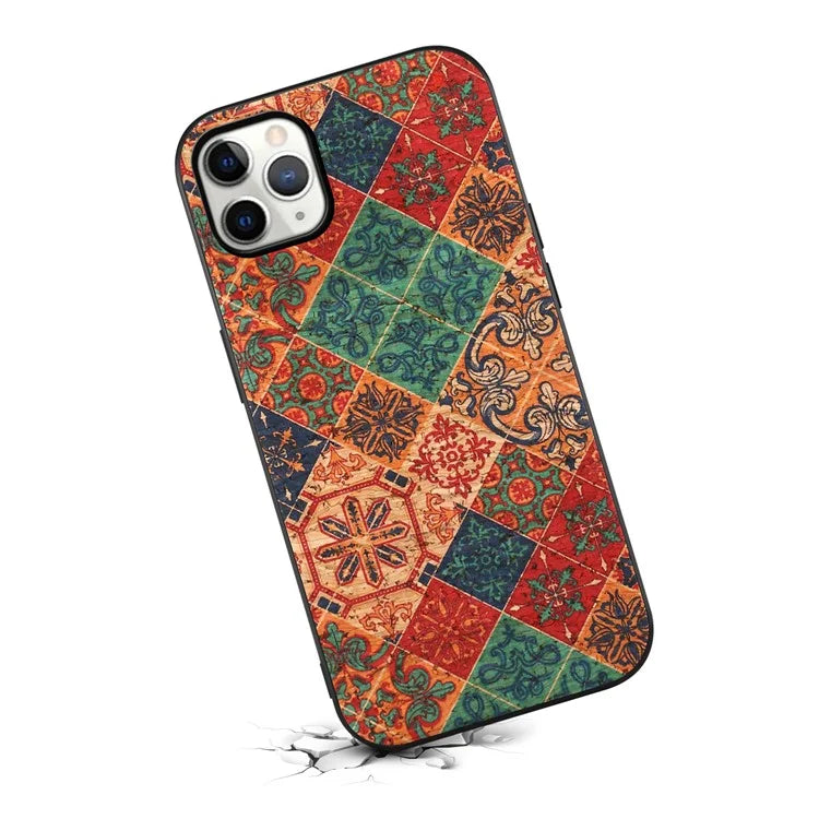 For iPhone 11 Pro Max Case Leather+PC+TPU Flowers Design Phone Cover