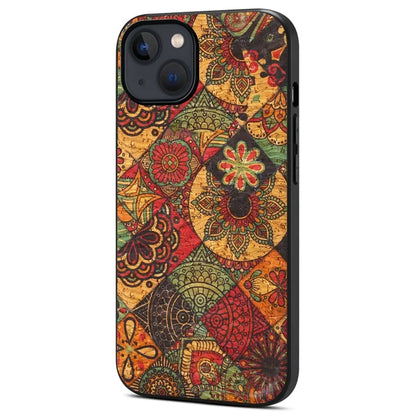 For iPhone 13 Case Protective PU Leather Flower Pattern Printed Back Cover