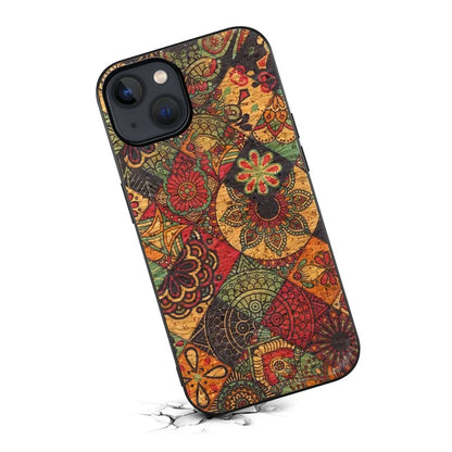 For iPhone 13 Case Protective PU Leather Flower Pattern Printed Back Cover