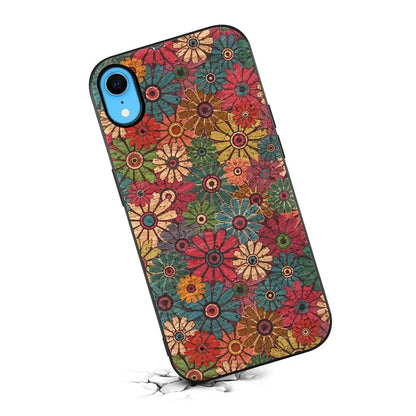 For iPhone XR Case PU Leather+PC+TPU Floral Pattern Anti-Fall Phone Cover