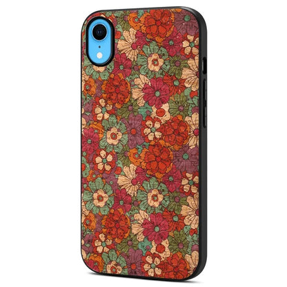 For iPhone XR Case PU Leather+PC+TPU Floral Pattern Anti-Fall Phone Cover
