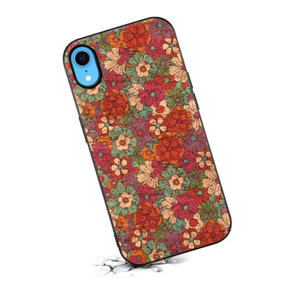 For iPhone XR Case PU Leather+PC+TPU Floral Pattern Anti-Fall Phone Cover