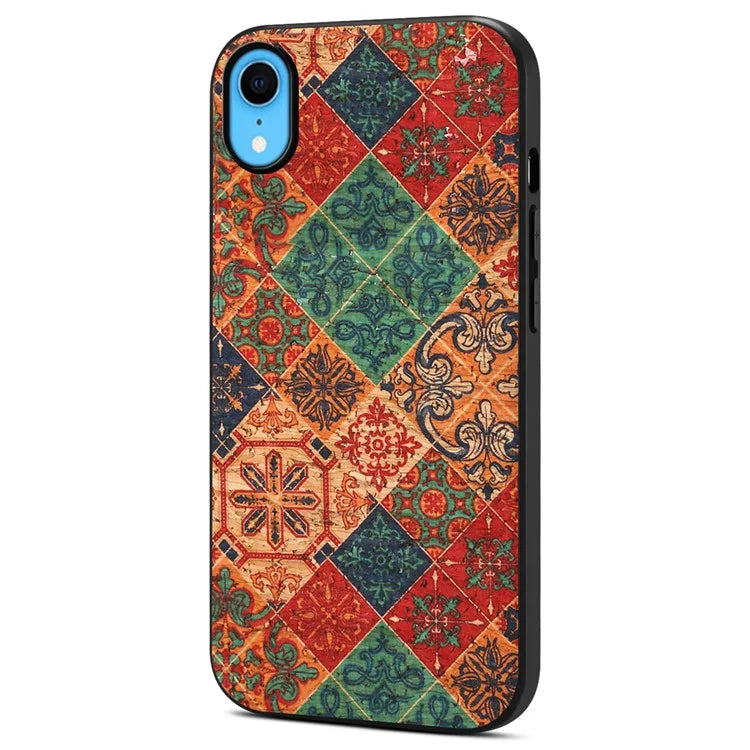 For iPhone XR Case PU Leather+PC+TPU Floral Pattern Anti-Fall Phone Cover