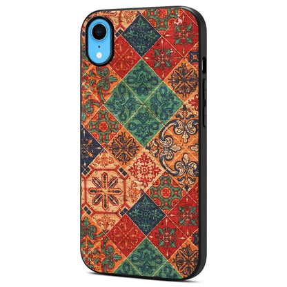 For iPhone XR Case PU Leather+PC+TPU Floral Pattern Anti-Fall Phone Cover