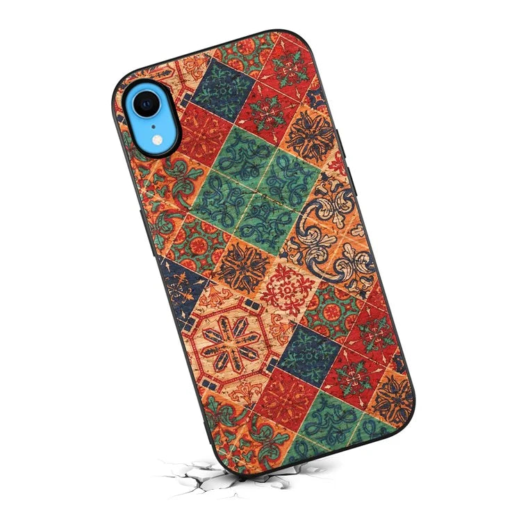 For iPhone XR Case PU Leather+PC+TPU Floral Pattern Anti-Fall Phone Cover