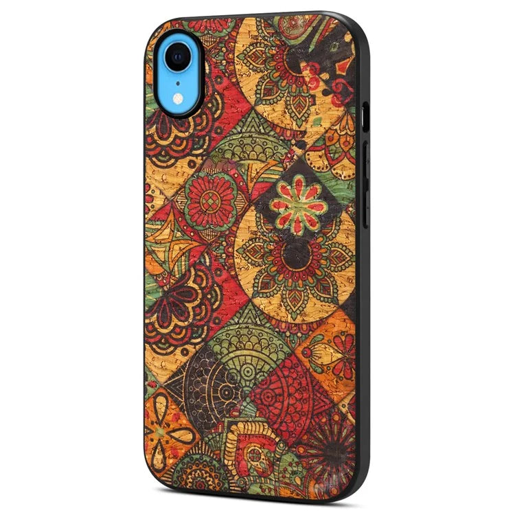 For iPhone XR Case PU Leather+PC+TPU Floral Pattern Anti-Fall Phone Cover