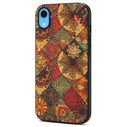 For iPhone XR Case PU Leather+PC+TPU Floral Pattern Anti-Fall Phone Cover