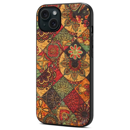For iPhone 15 Plus Case PU Leather Non-Slip Grip Printing Flower Back Cover
