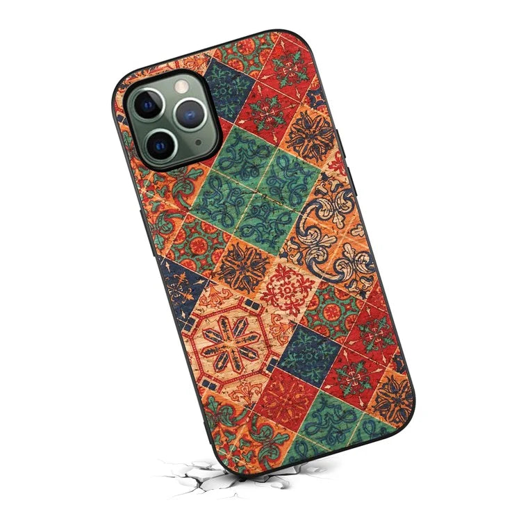 For iPhone 11 Pro Case Leather Coated PC+TPU Flower Floral Pattern Phone Cover