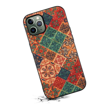 For iPhone 11 Pro Case Leather Coated PC+TPU Flower Floral Pattern Phone Cover