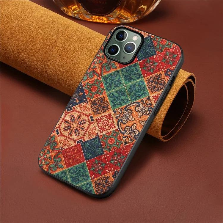 For iPhone 11 Pro Case Leather Coated PC+TPU Flower Floral Pattern Phone Cover
