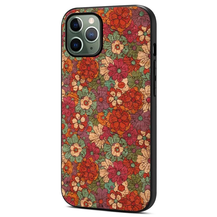 For iPhone 11 Pro Case Leather Coated PC+TPU Flower Floral Pattern Phone Cover