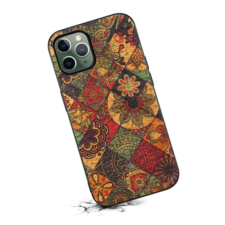 For iPhone 11 Pro Case Leather Coated PC+TPU Flower Floral Pattern Phone Cover