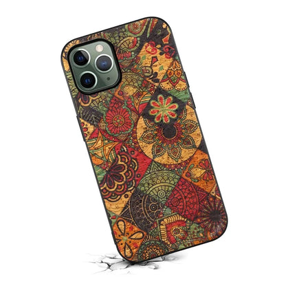 For iPhone 11 Pro Case Leather Coated PC+TPU Flower Floral Pattern Phone Cover