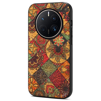 For Huawei Mate 50 Pro 4G Case Flower Pattern Printed PU Covered Hybrid Phone Case
