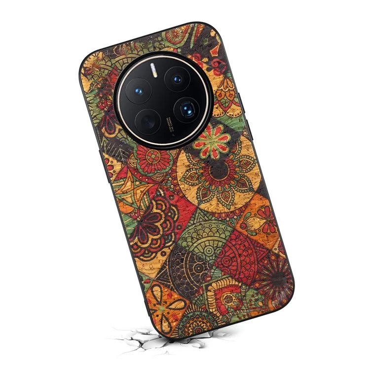 For Huawei Mate 50 Pro 4G Case Flower Pattern Printed PU Covered Hybrid Phone Case
