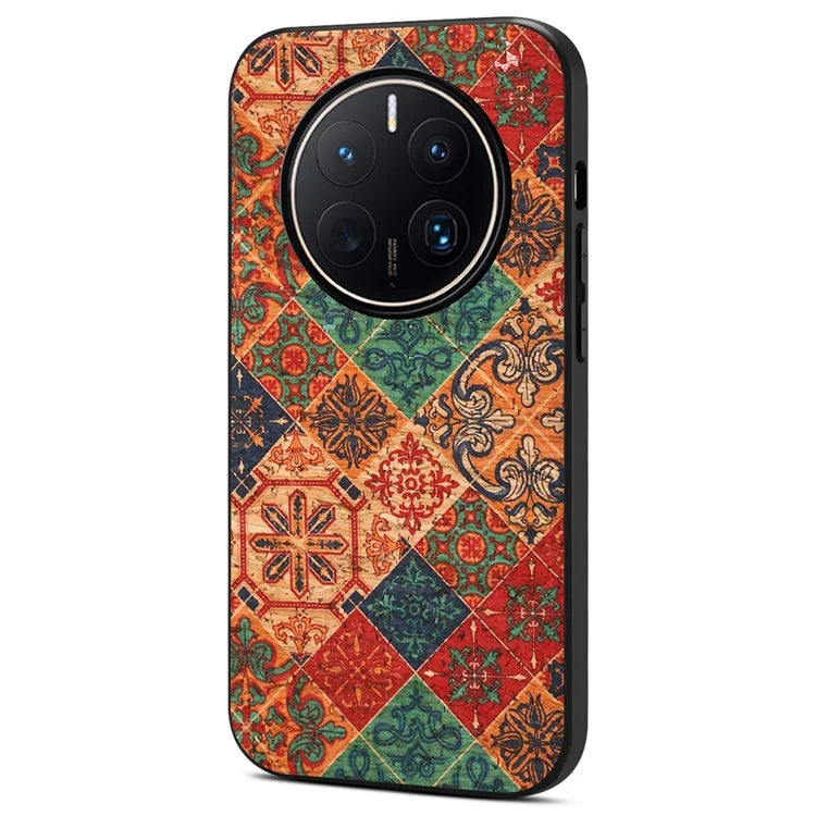 For Huawei Mate 50 Pro 4G Case Flower Pattern Printed PU Covered Hybrid Phone Case