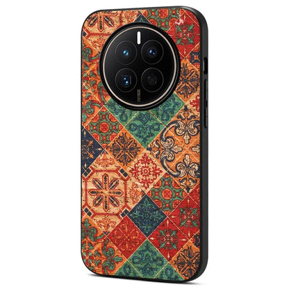 For Huawei Mate 50 4G Slim Case Flower Pattern Printing PU Covered Hybrid Phone Protector