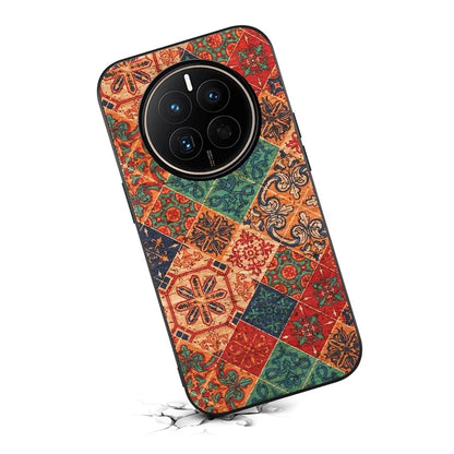For Huawei Mate 50 4G Slim Case Flower Pattern Printing PU Covered Hybrid Phone Protector