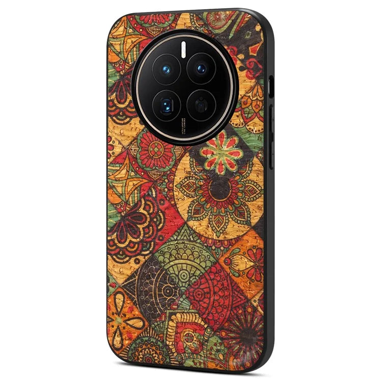 For Huawei Mate 50 4G Slim Case Flower Pattern Printing PU Covered Hybrid Phone Protector