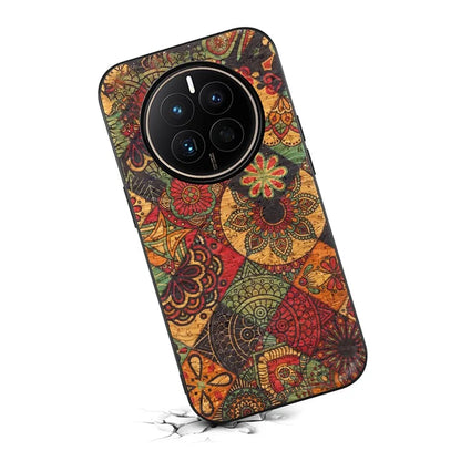 For Huawei Mate 50 4G Slim Case Flower Pattern Printing PU Covered Hybrid Phone Protector