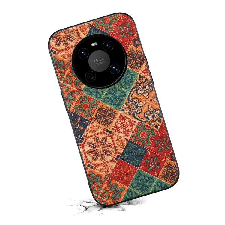 For Huawei Mate 40 Hybrid Case Flower Pattern Printed PU Covered TPU+PC Phone Shell