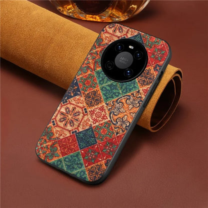 For Huawei Mate 40 Hybrid Case Flower Pattern Printed PU Covered TPU+PC Phone Shell