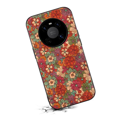 For Huawei Mate 40 Hybrid Case Flower Pattern Printed PU Covered TPU+PC Phone Shell