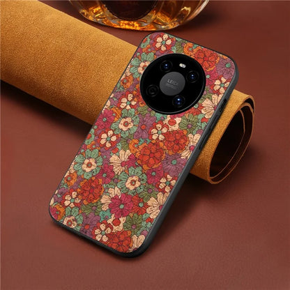 For Huawei Mate 40 Hybrid Case Flower Pattern Printed PU Covered TPU+PC Phone Shell