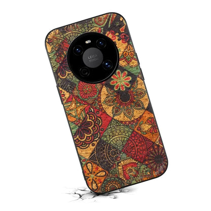 For Huawei Mate 40 Hybrid Case Flower Pattern Printed PU Covered TPU+PC Phone Shell