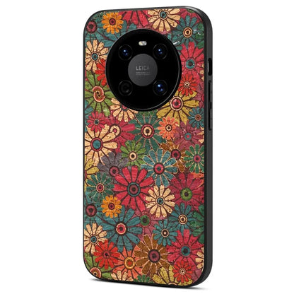 For Huawei Mate 40 Hybrid Case Flower Pattern Printed PU Covered TPU+PC Phone Shell